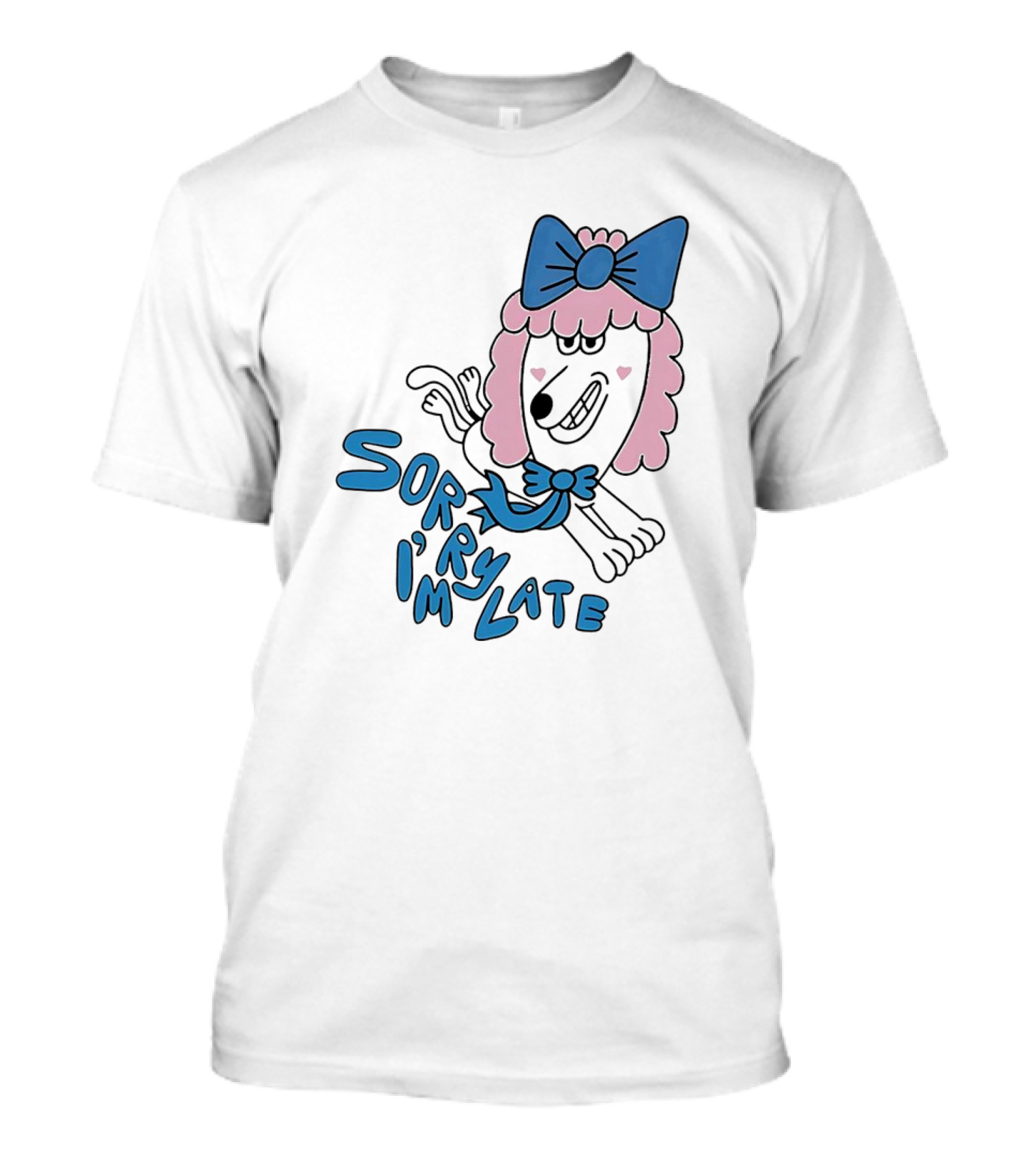 Lazy Oaf Sorry I’m Late Poodle With Pink And Blue Bow T-Shirt