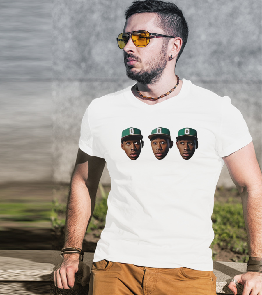 Mystic Tylers Three Faces Green Hat Iconic Expressions T-Shirt