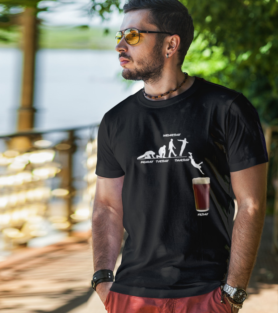 Monday Tuesday Wednesday Thursday Friday Evolution Meme T-Shirt