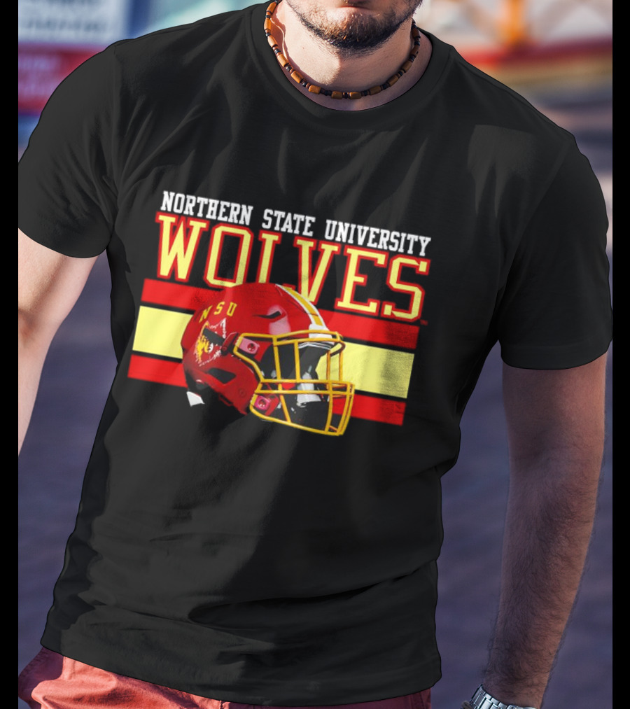 Northern State University Wolves NSU Football Helmet T-Shirt