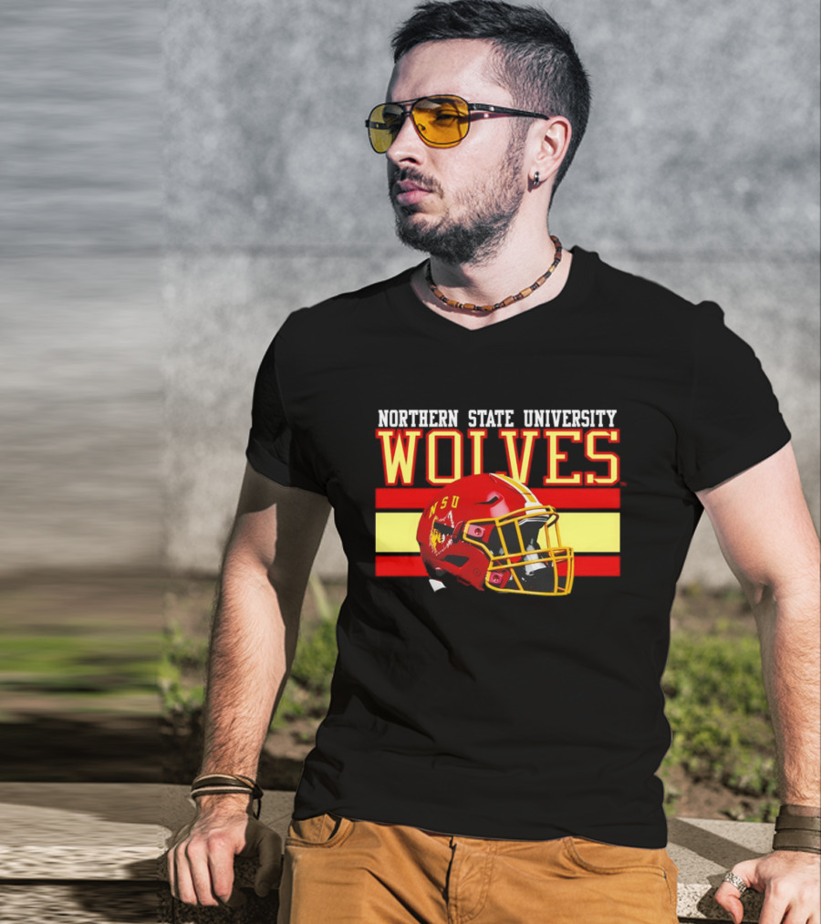 Northern State University Wolves NSU Football Helmet T-Shirt