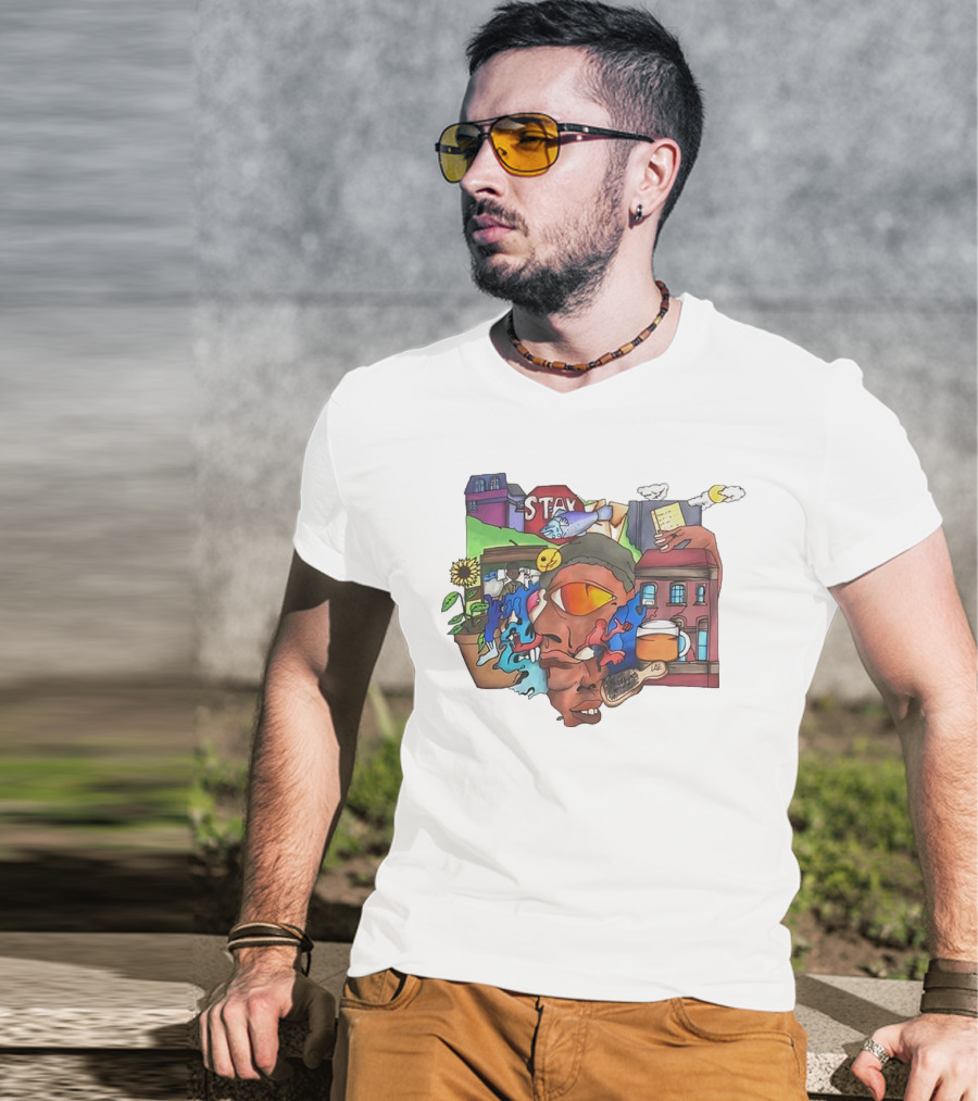 Stay Positive Bloom Thru The Pain With Urban Cityscape And Nature T-Shirt
