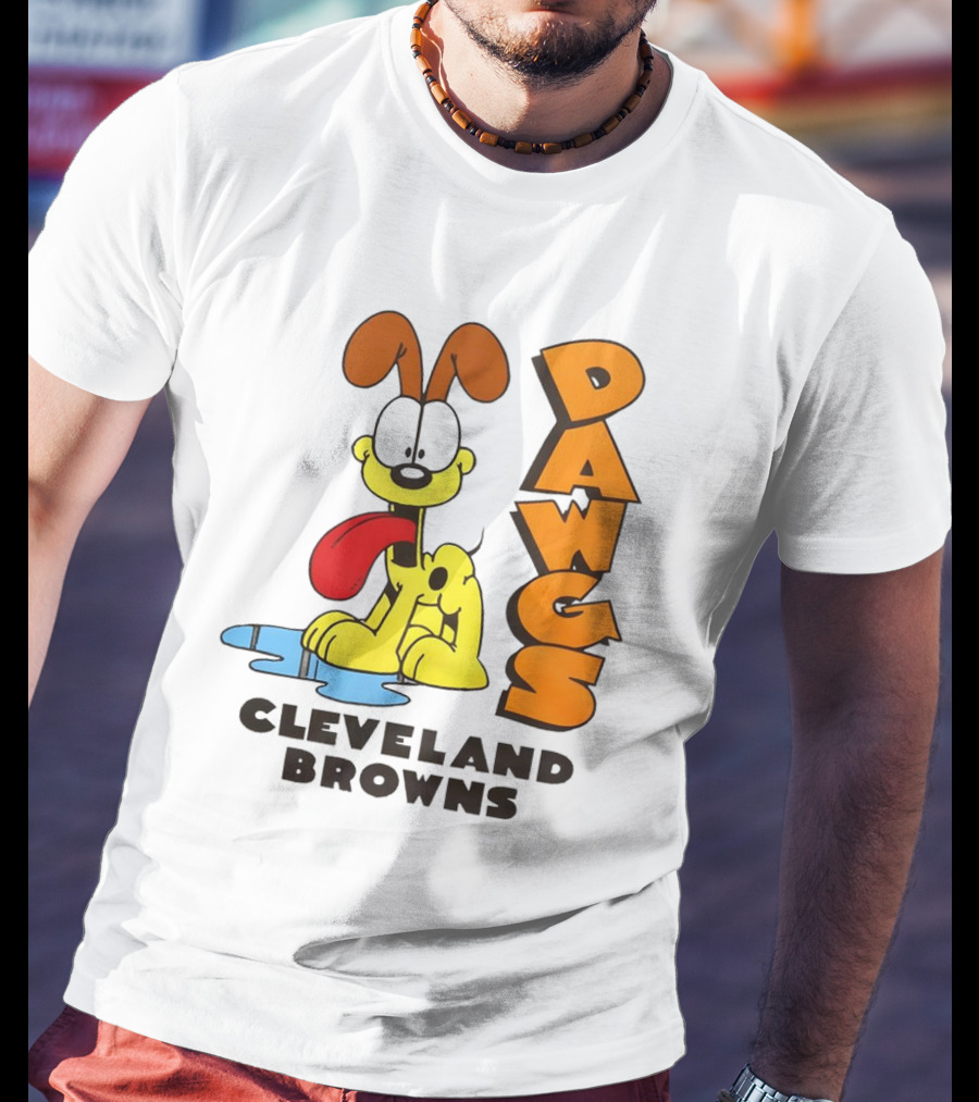 Dawgs Cleveland Browns Odie Garfield Cartoon T-Shirt