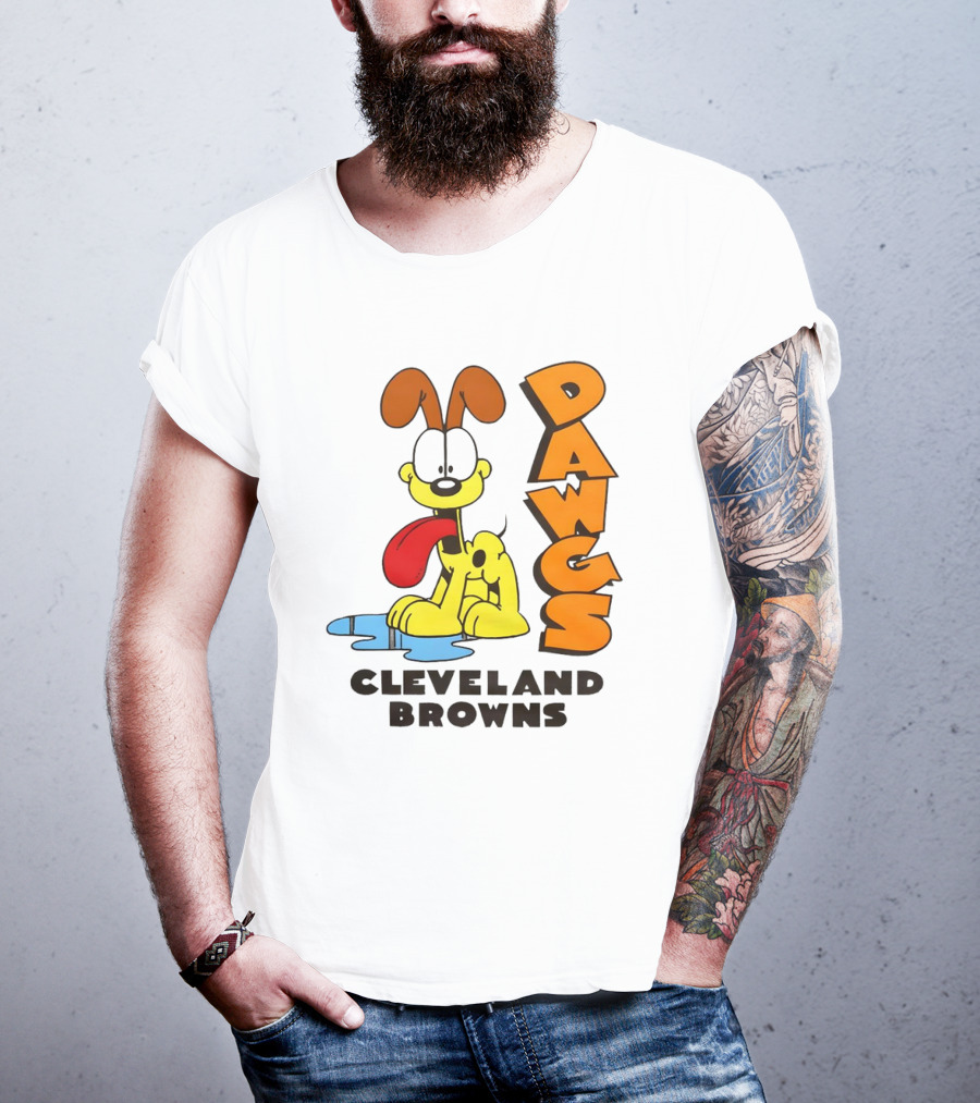 Dawgs Cleveland Browns Odie Garfield Cartoon T-Shirt
