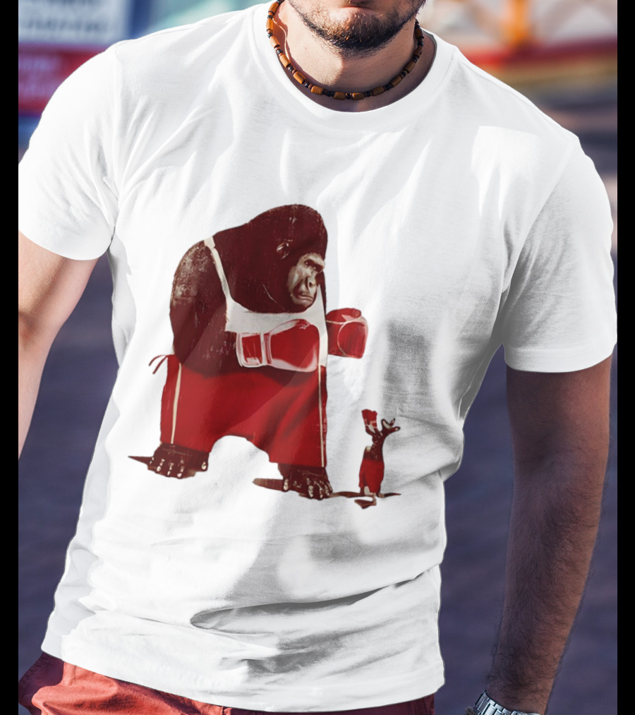 Gorilla Boxing Kangaroo Showdown In Red Boxing Gear T-Shirt