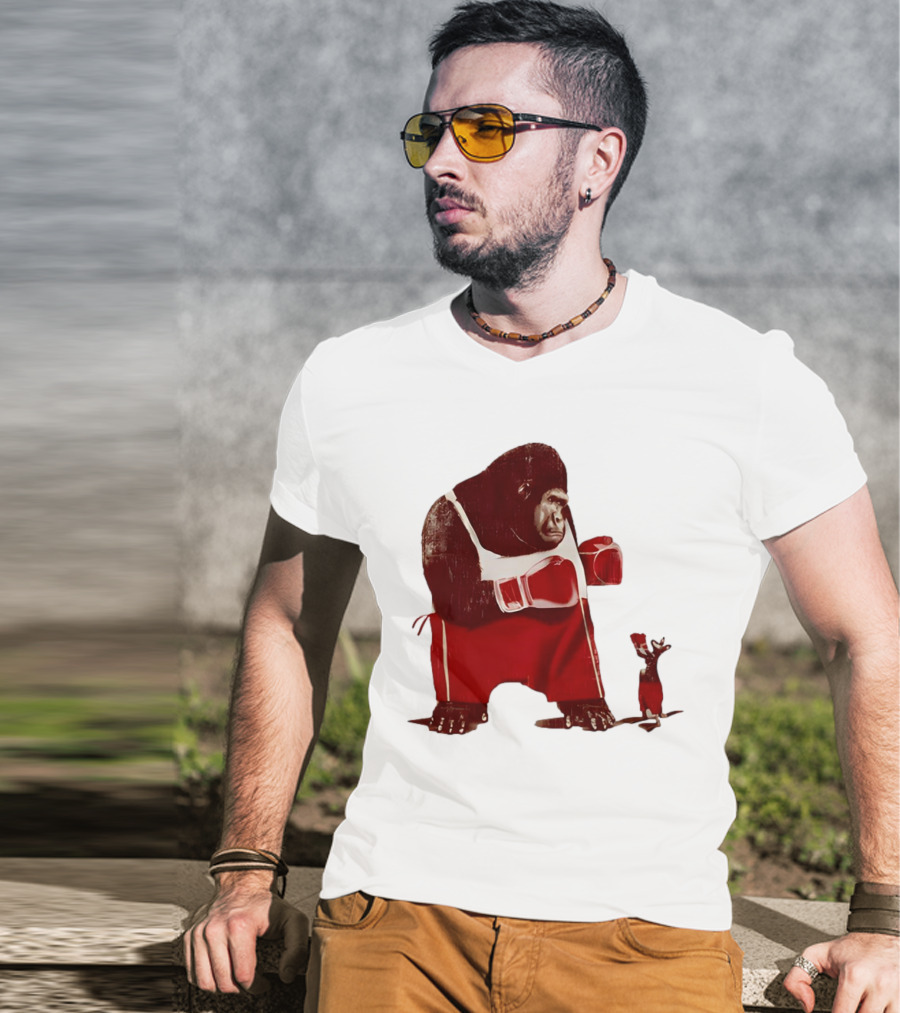 Gorilla Boxing Kangaroo Showdown In Red Boxing Gear T-Shirt