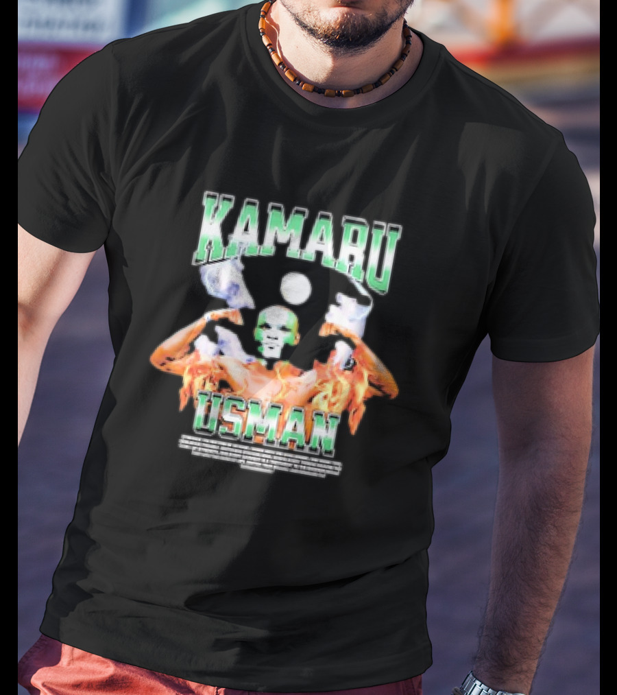 Kamaru Usman Warrior Spirit Flames And Smoke T-Shirt