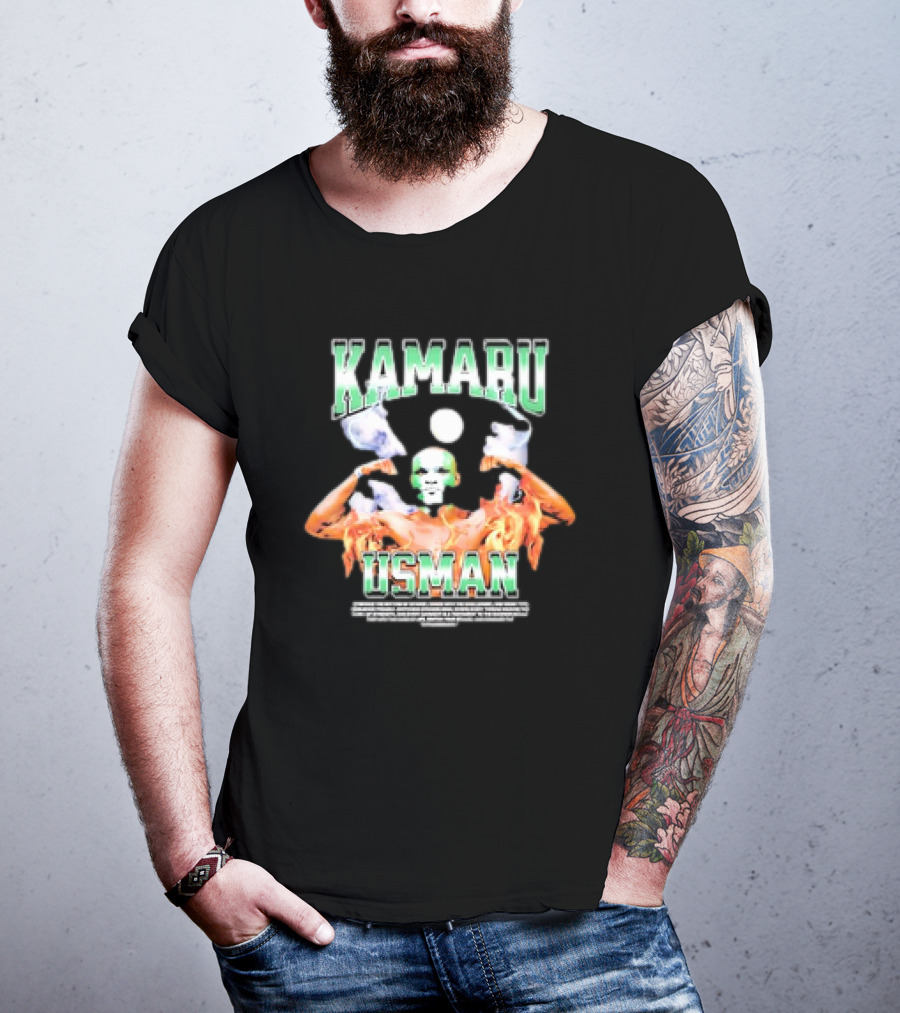 Kamaru Usman Warrior Spirit Flames And Smoke T-Shirt