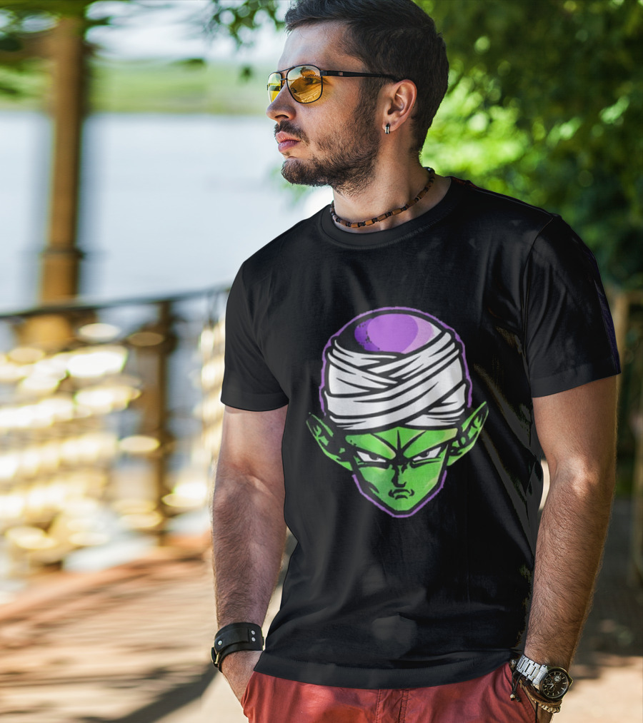 Piccolo Dragon Ball Z Green Face Turban Anime Character T-Shirt