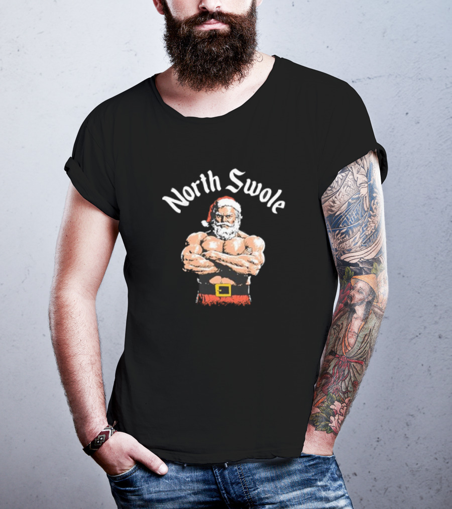 North Swole Santa Christmas Bodybuilding Holiday T-Shirt