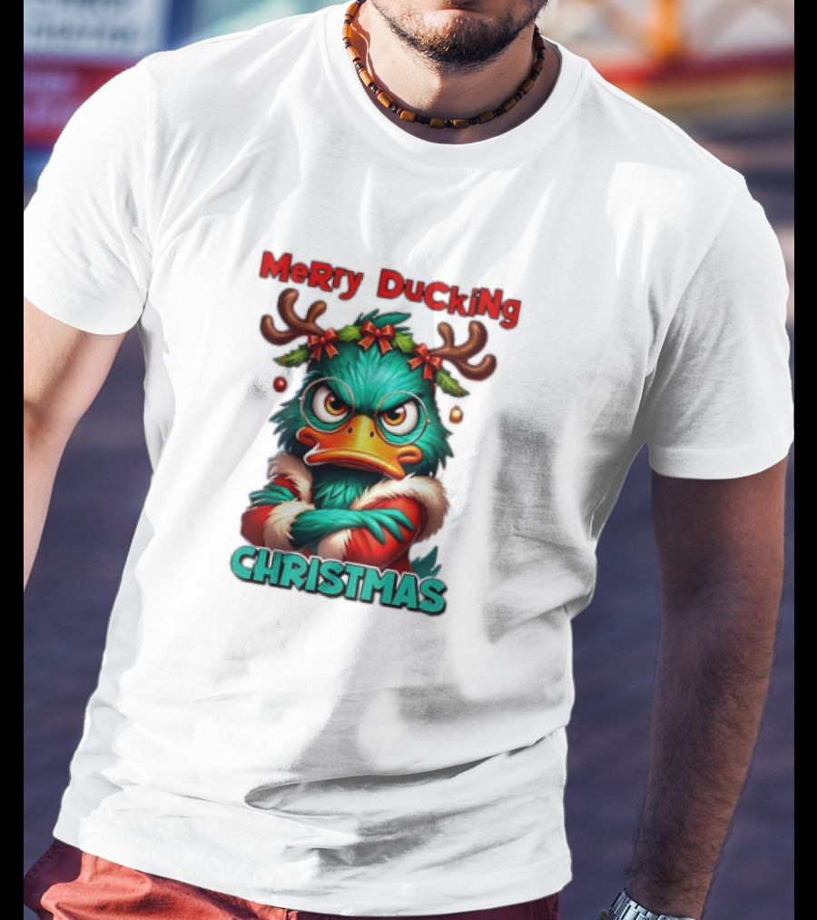 Merry Ducking Grumpy Duck Christmas T-Shirt