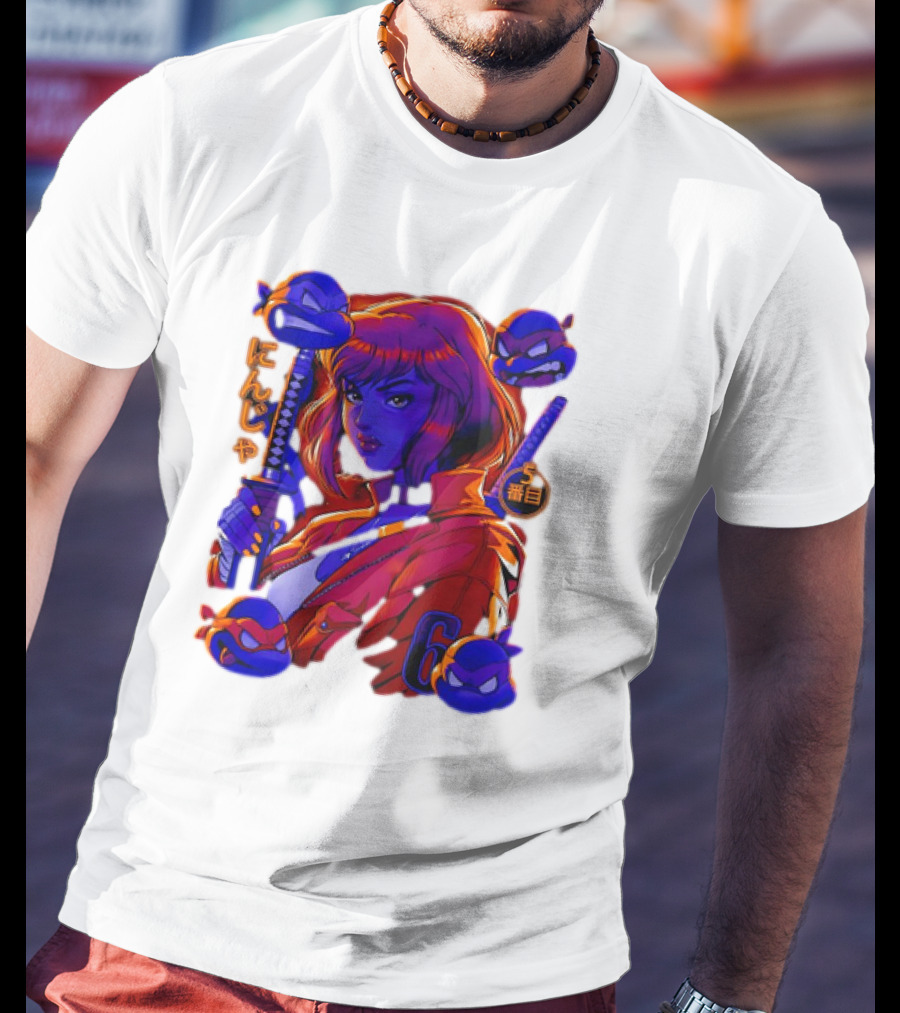 Ninja April O’Neil With Leonardo Raphael Donatello Michelangelo T-Shirt