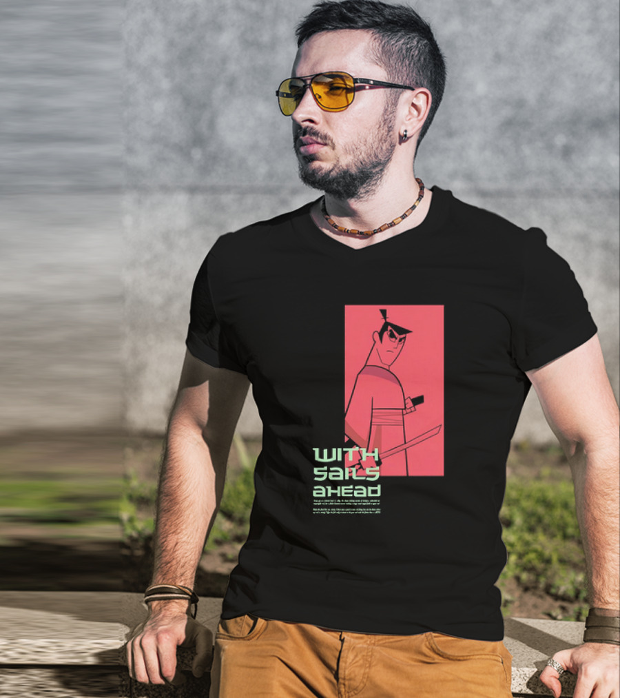 Samurai Jack With Sails Ahead Retro Style Fan T-Shirt