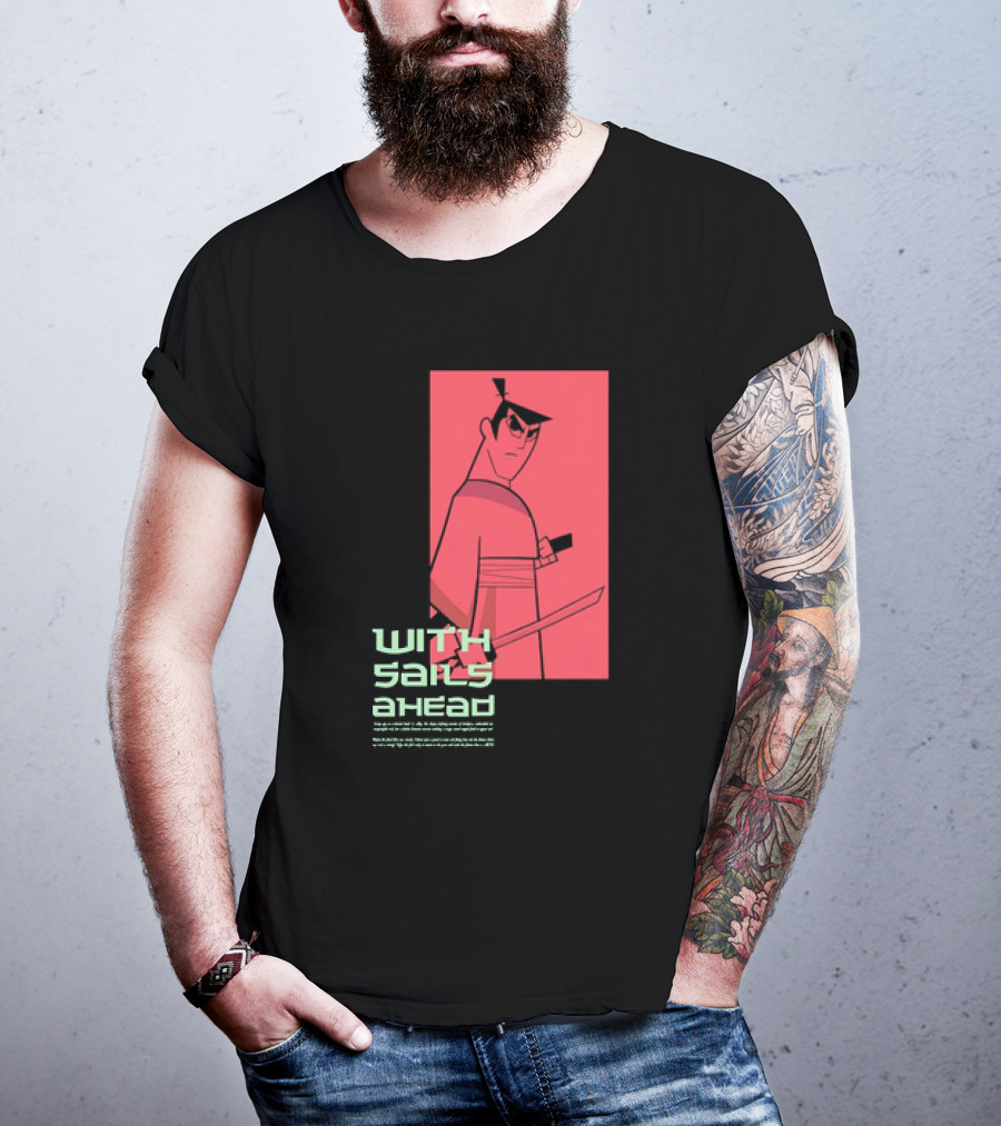 Samurai Jack With Sails Ahead Retro Style Fan T-Shirt