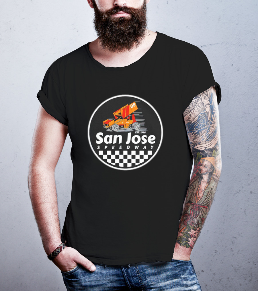 San Jose Speedway Est. 1946 Checkered Orange Racing Car 08 T-Shirt