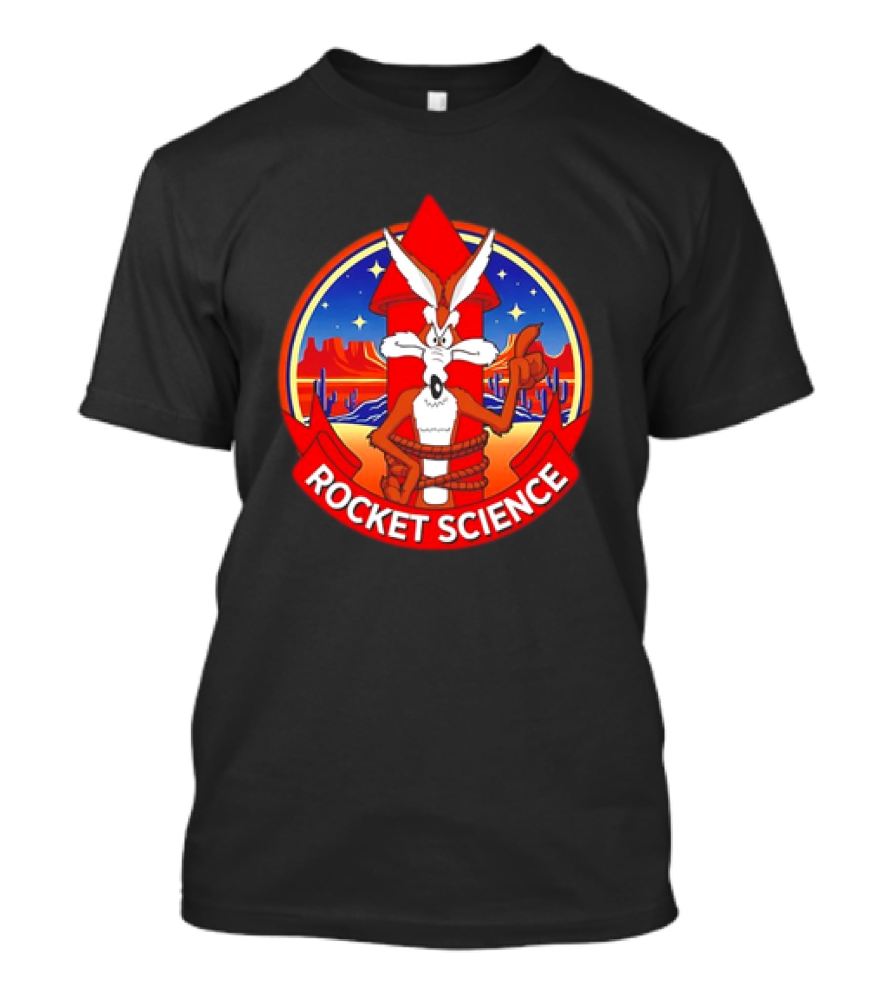 Wile E. Coyote Rocket Science Desert Cactus Scene T-Shirt