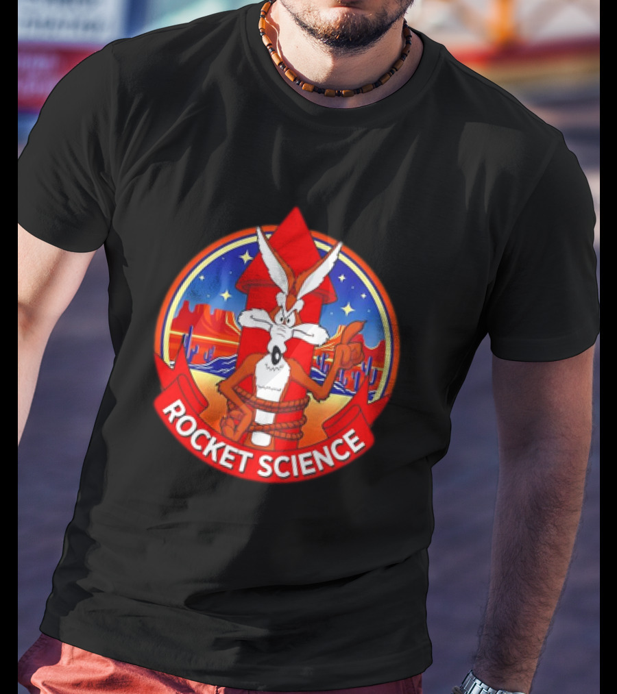 Wile E. Coyote Rocket Science Desert Cactus Scene T-Shirt