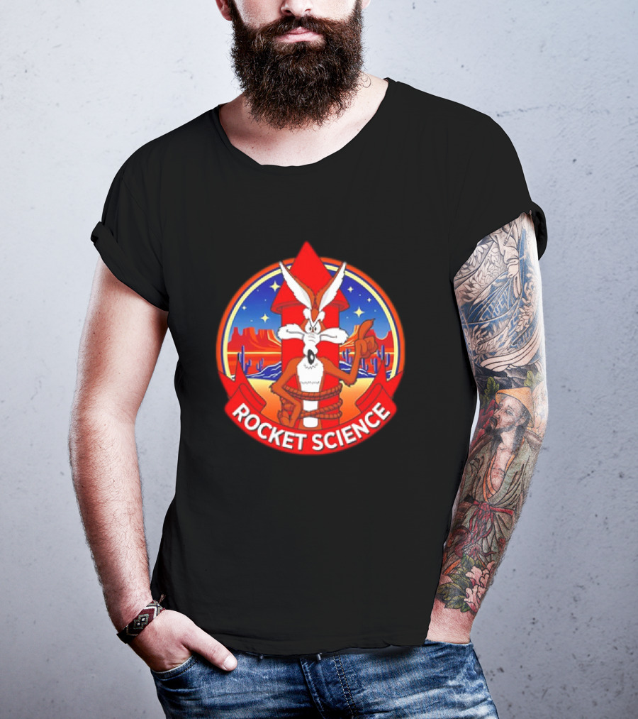 Wile E. Coyote Rocket Science Desert Cactus Scene T-Shirt