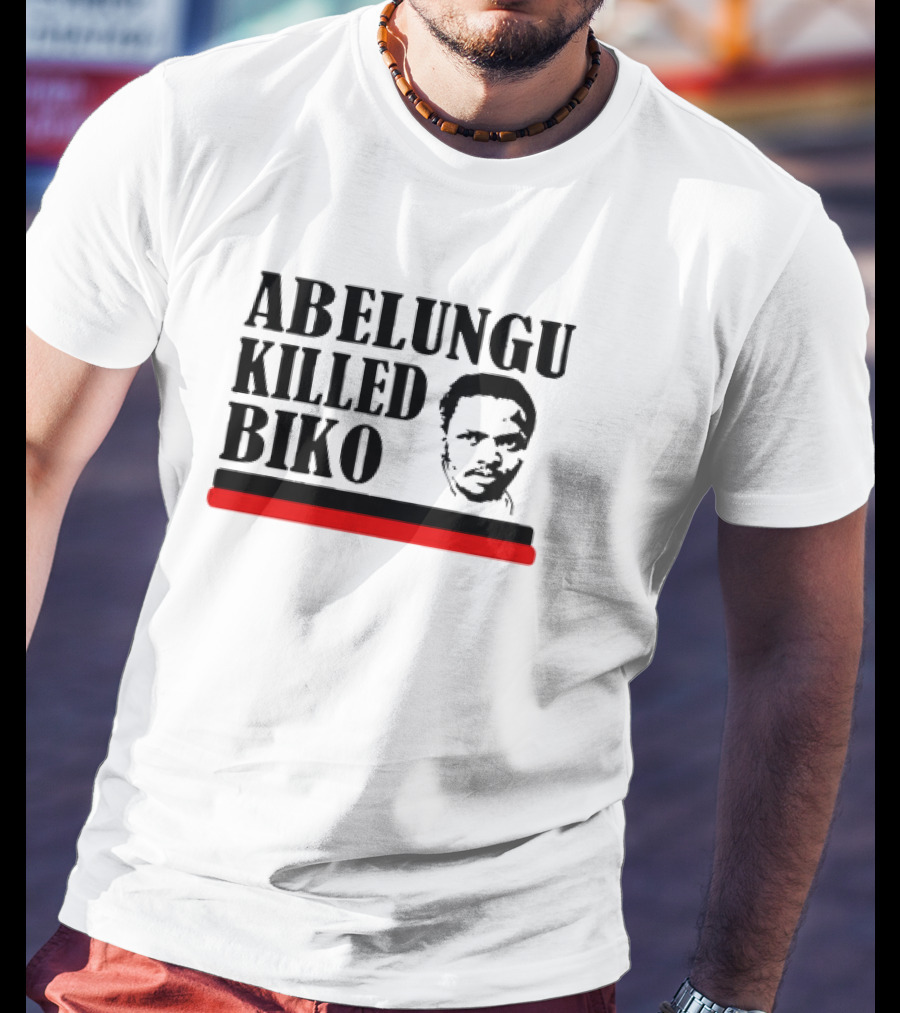 Abelungu Killed Biko Activist Portrait With Black And Red Lines T-Shirt