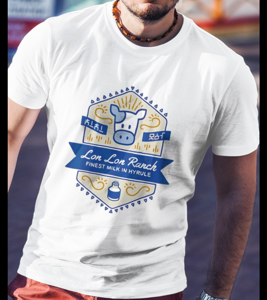 Lon Lon Ranch Cow Emblem Finest Milk In Hyrule Badge Hylian Text T-Shirt