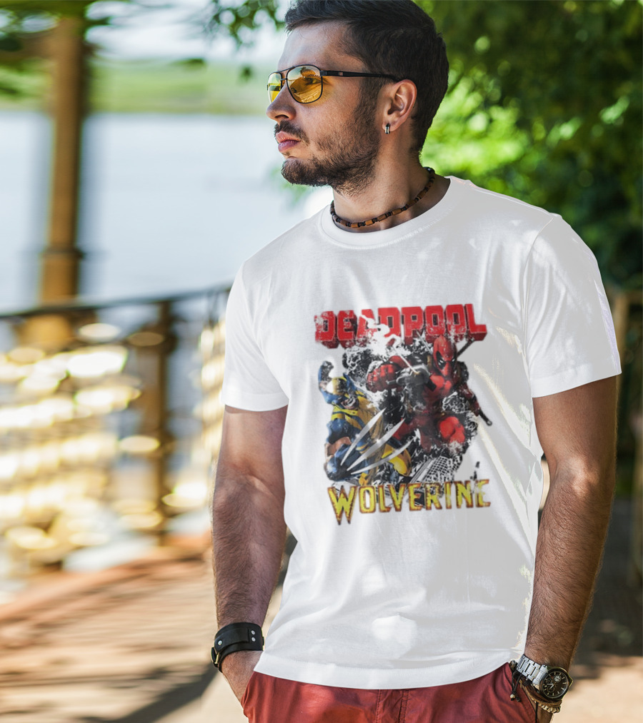 Deadpool Wolverine Cartoon Battle Clash T-Shirt