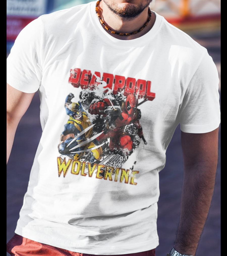 Deadpool Wolverine Cartoon Battle Clash T-Shirt