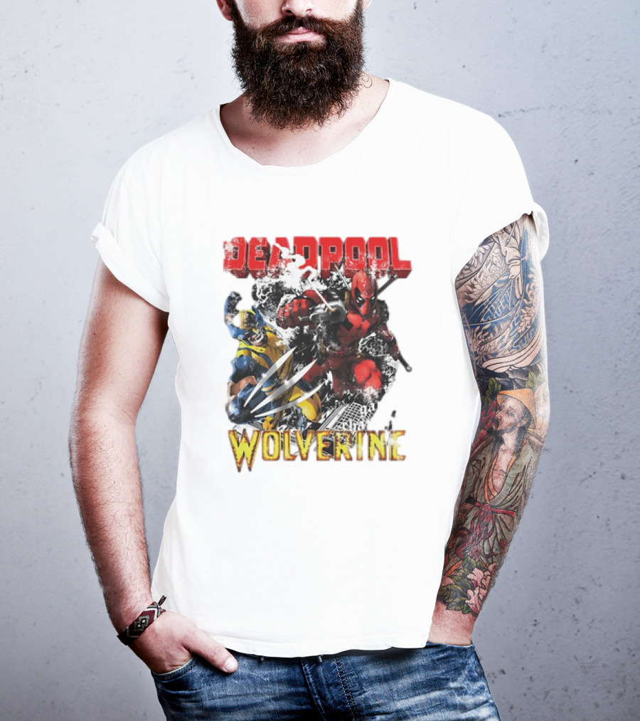Deadpool Wolverine Cartoon Battle Clash T-Shirt