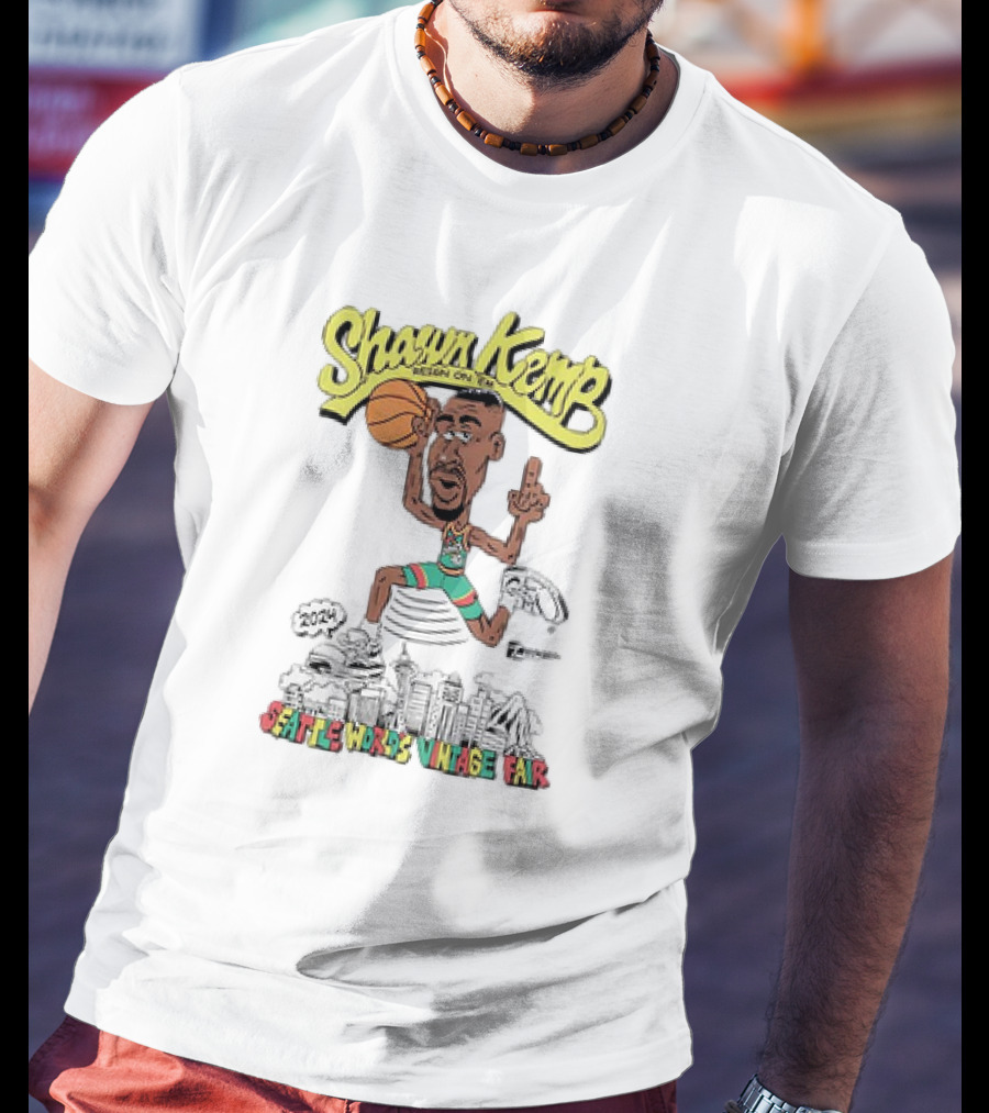 Shawn Kemp Seattle World's Vintage Fair Iconic Basketball T-Shirt