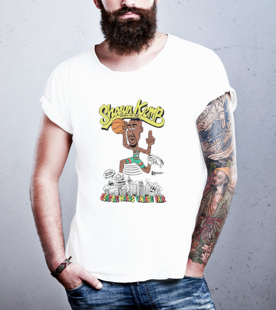 Shawn Kemp Seattle World's Vintage Fair Iconic Basketball T-Shirt