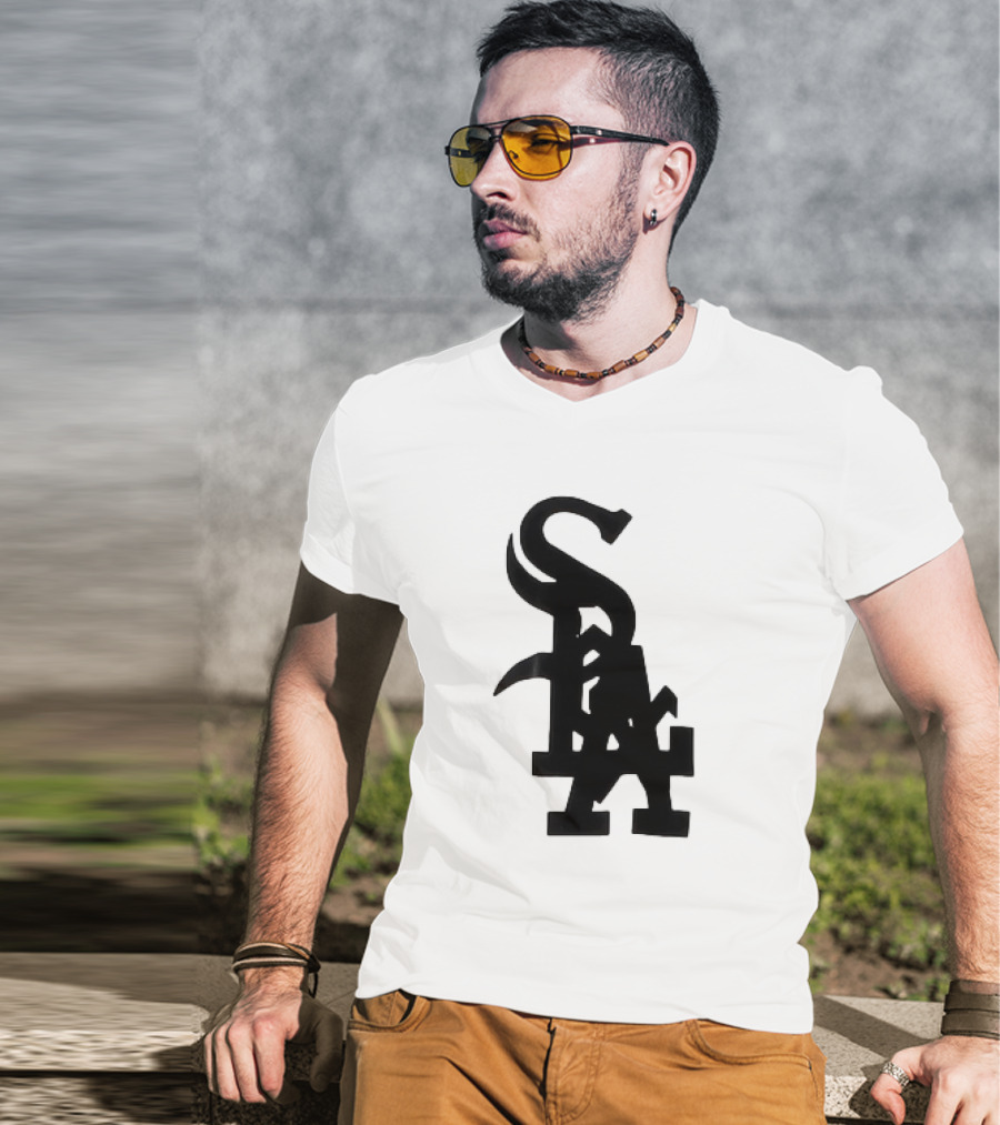 Chicago White Sox And Los Angeles Dodgers Logo Combination T-Shirt