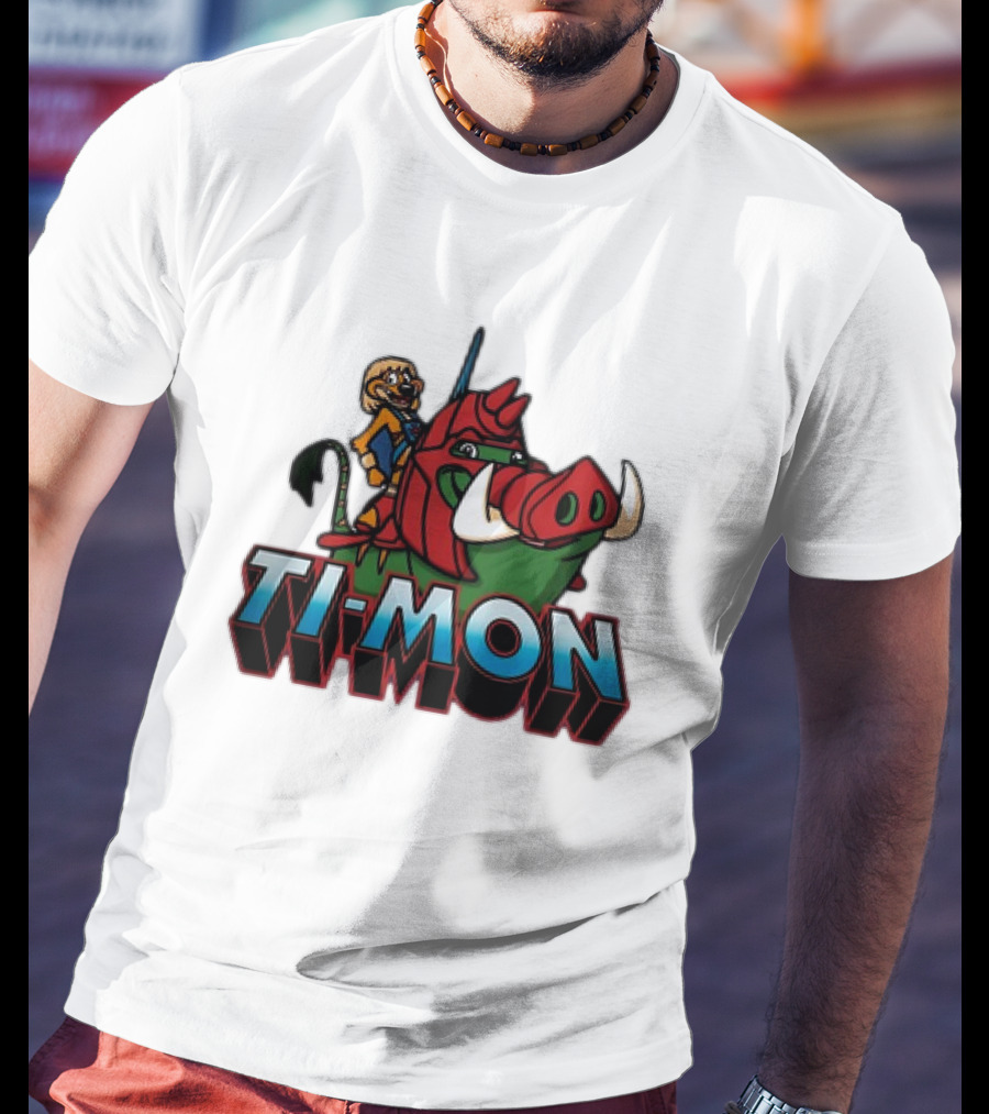 Ti-Mon Timon Riding He-Man Battle Cat Style Pumbaa T-Shirt