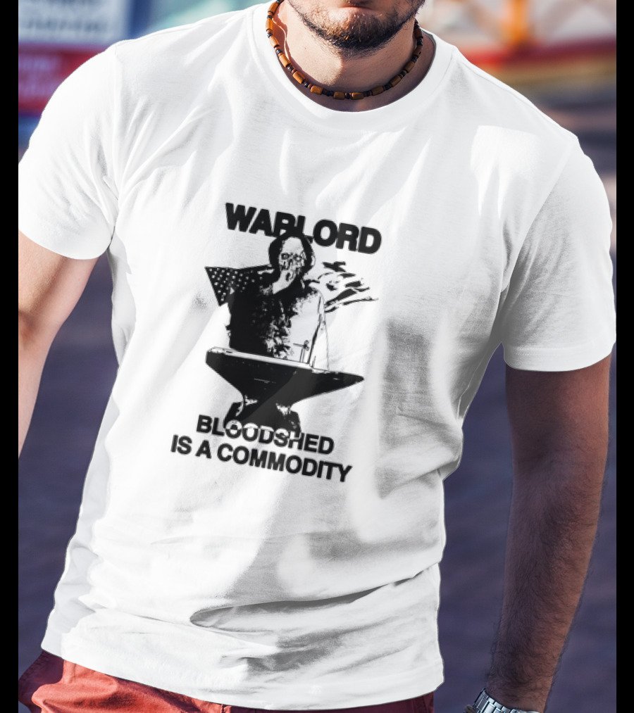 Warlord Bloodshed Is A Commodity Grim Reaper Anvil American Flag T-Shirt