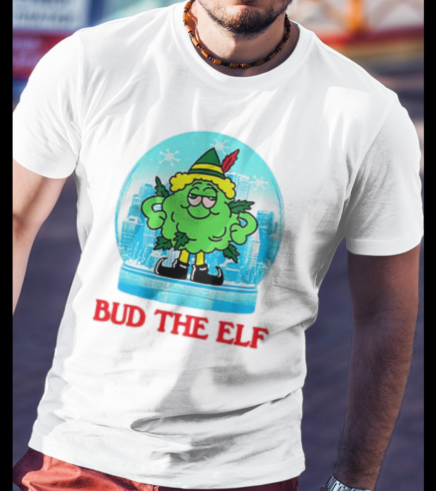 Bud The Elf Christmas Snow Globe Scene T-Shirt