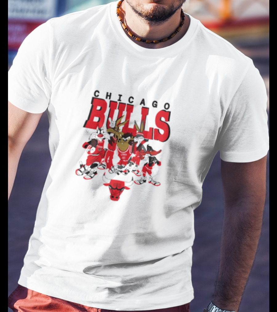 Chicago Bulls Looney Tunes NBA Basketball Cartoon Characters T-Shirt