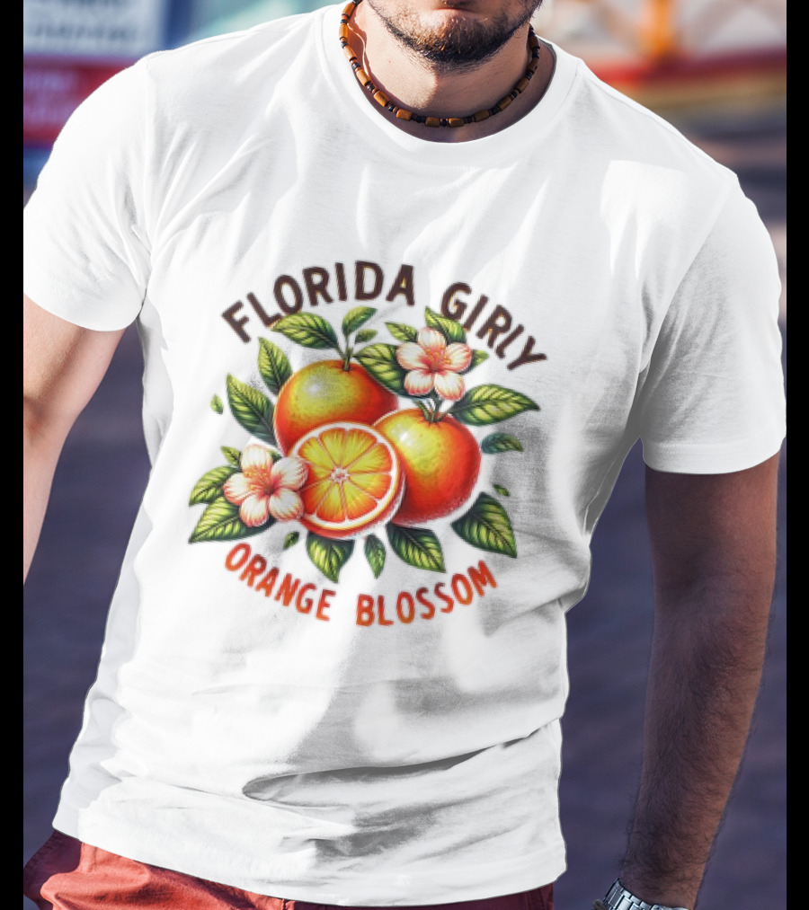 Florida Girly Orange Blossom Vintage Citrus Floral Retro T-Shirt