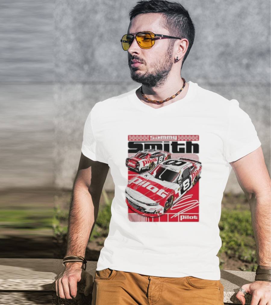 Sammy Smith #8 Pilot Racing Car JR Motorsports Red And White T-Shirt