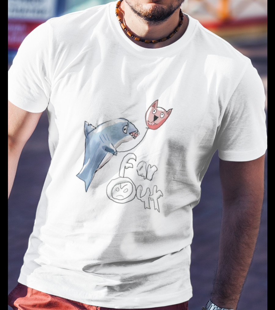 Shark With Cat Balloon Far Out T-Shirt