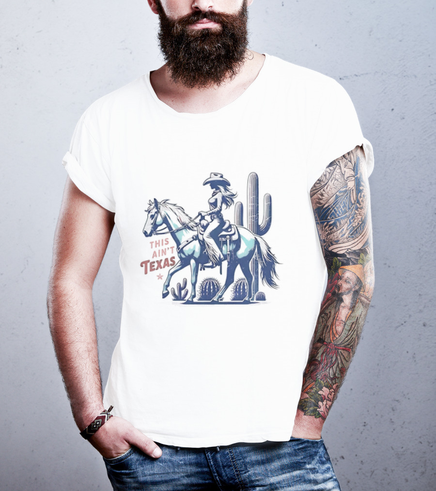 This Ain’t Texas Cowgirl Horse Cactus Retro Western T-Shirt