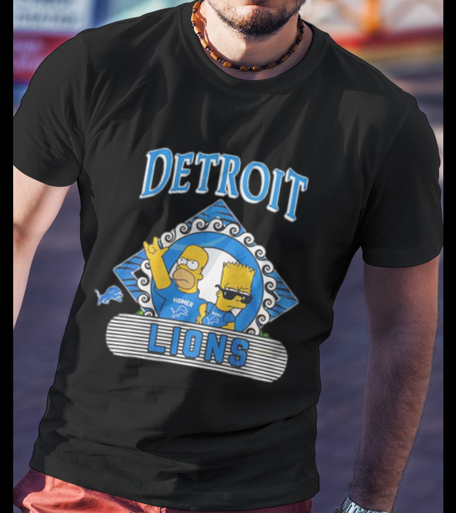 Homer Simpson Bart Simpson Detroit Lions NFL Funday Football T-Shirt