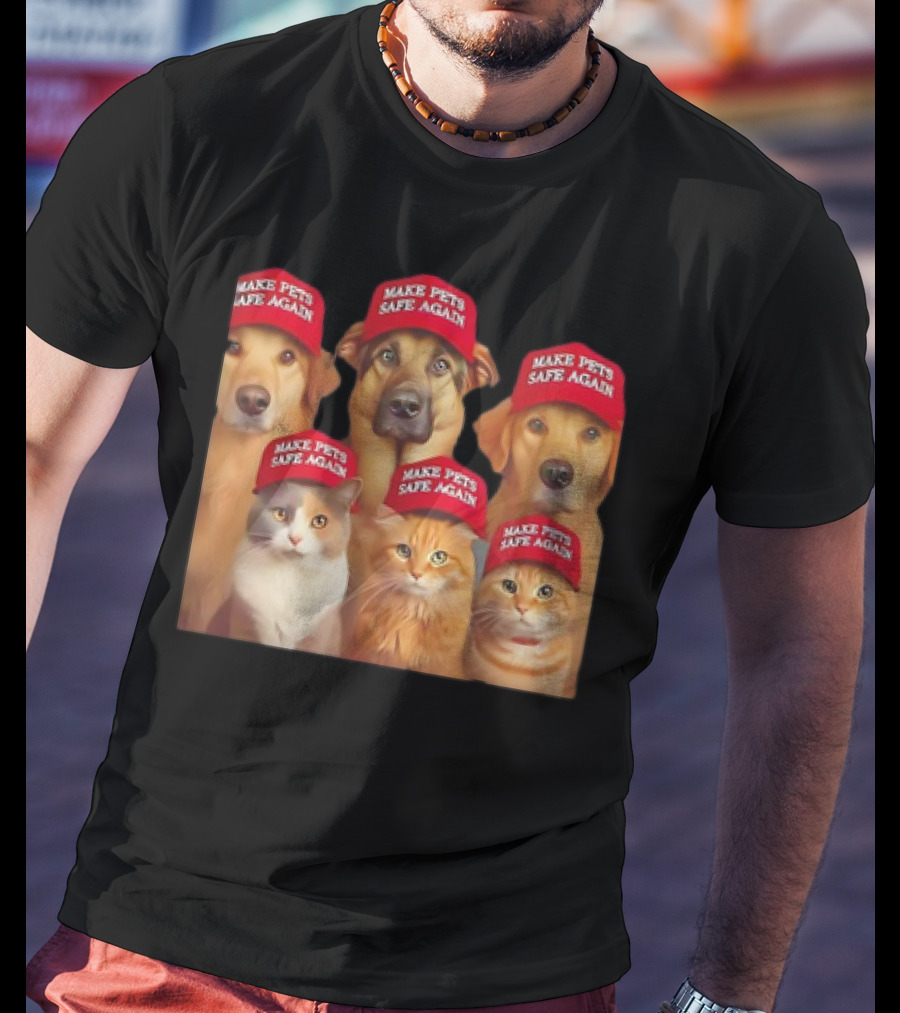 Make Pets Safe Again Red Hat Dogs And Cats T-Shirt