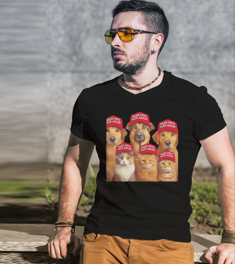 Make Pets Safe Again Red Hat Dogs And Cats T-Shirt