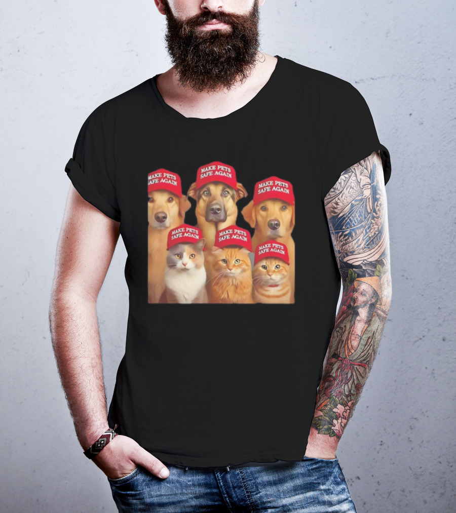 Make Pets Safe Again Red Hat Dogs And Cats T-Shirt