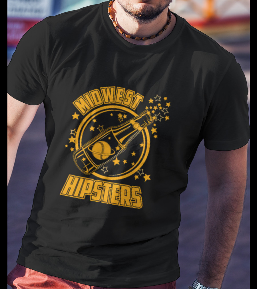 Midwest Hipsters Bottle With Stars And Rings T-Shirt