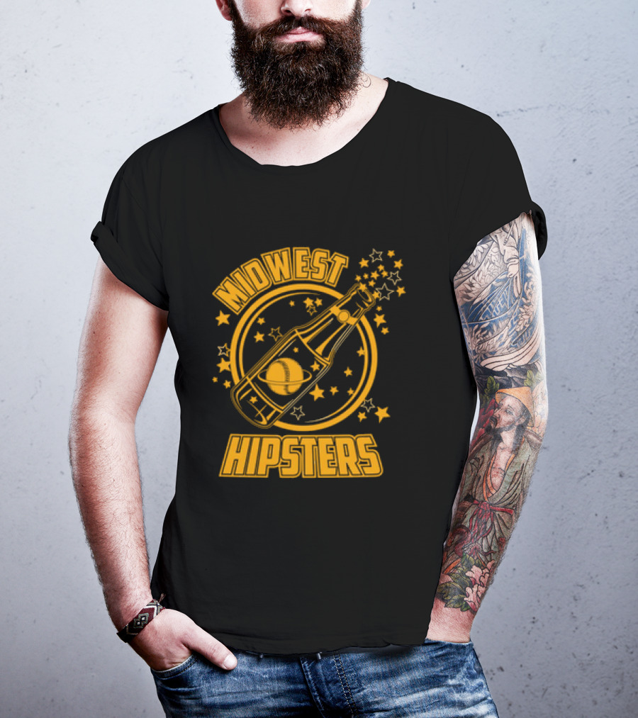 Midwest Hipsters Bottle With Stars And Rings T-Shirt