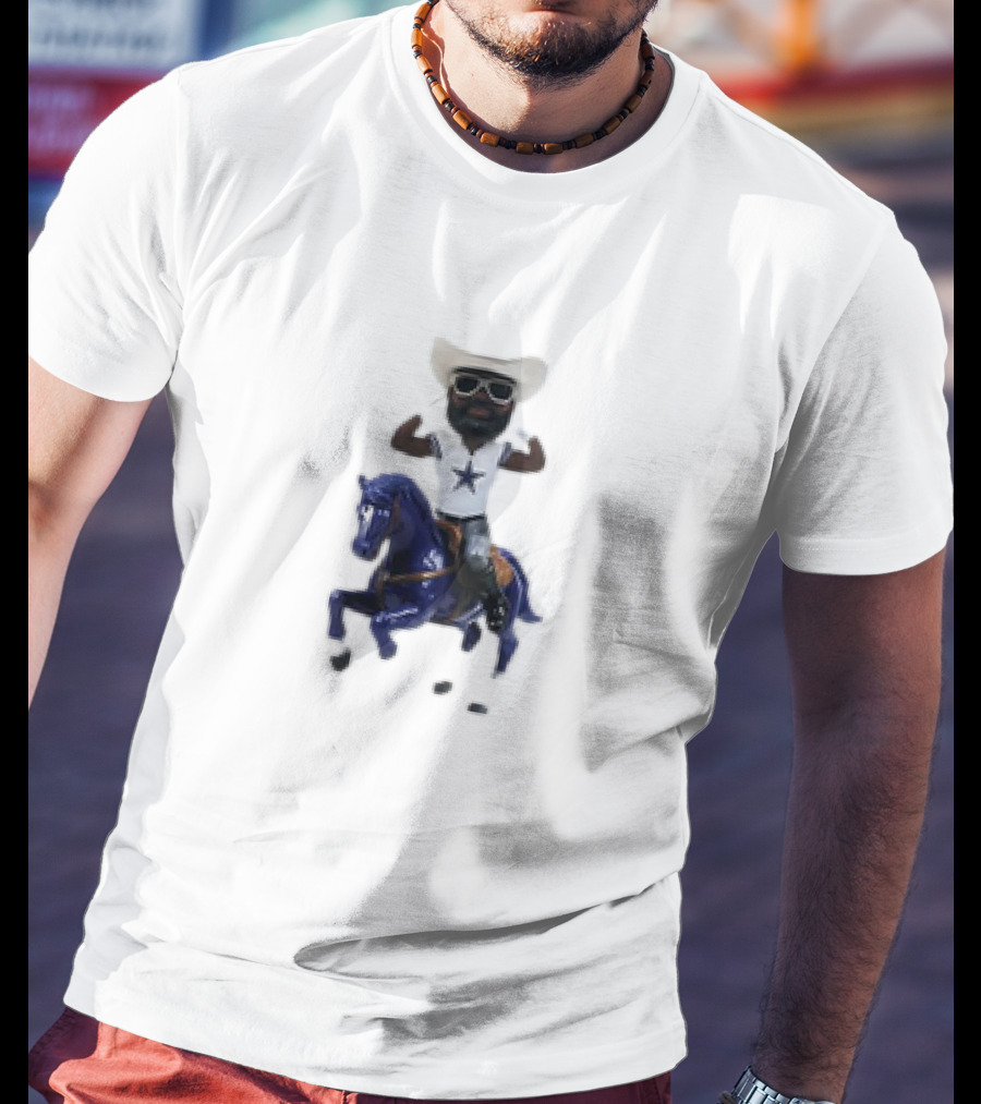 Dallas Cowboys Bobblehead With Cowboy Hat Riding Horse T-Shirt