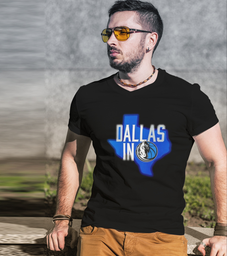Dallas Mavericks Logo Texas Map Background DALLAS IN T-Shirt