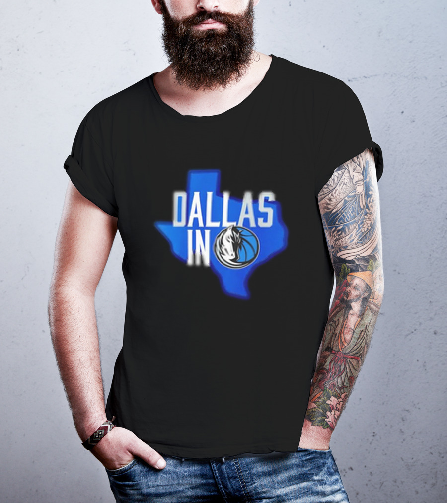 Dallas Mavericks Logo Texas Map Background DALLAS IN T-Shirt