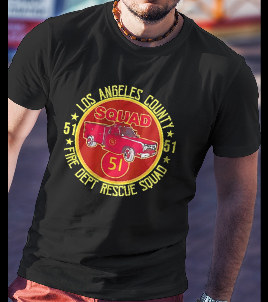 Los Angeles County Fire Dept Rescue Squad 51 Truck Emblem T-Shirt
