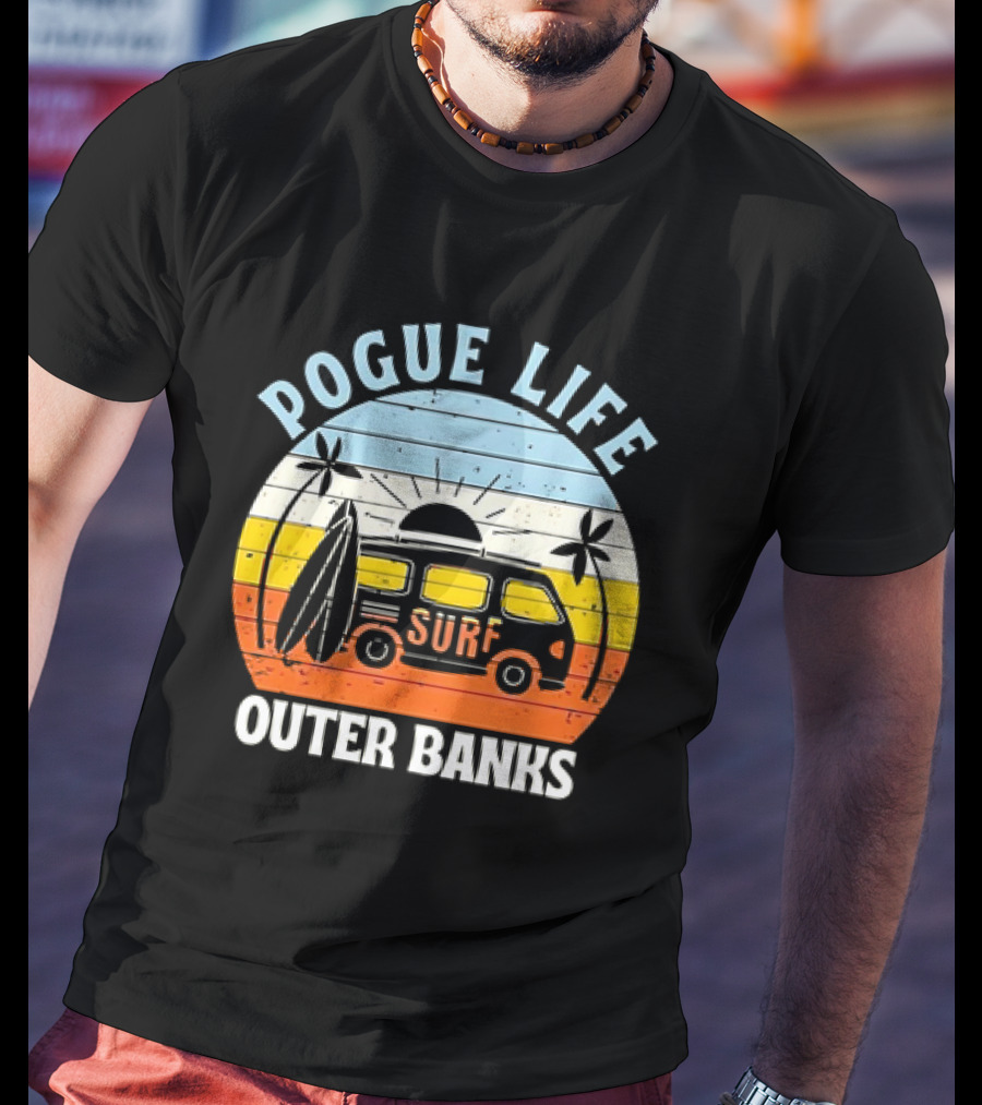 Pogue Life Outer Banks Surf Van Sunset Vintage T-Shirt