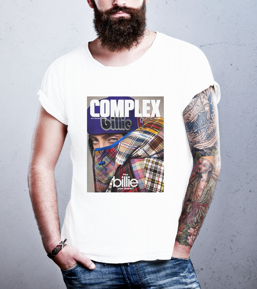Complex Magazine Cover Billie Eilish Hey Billie You There Plaid Patchwork T-Shirt